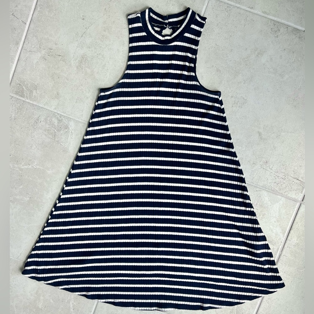 Hollister Navy and White Striped Dress